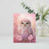 かわいい夢のようなピンクの穴居性フクロウ ポストカード (スタンド正面)