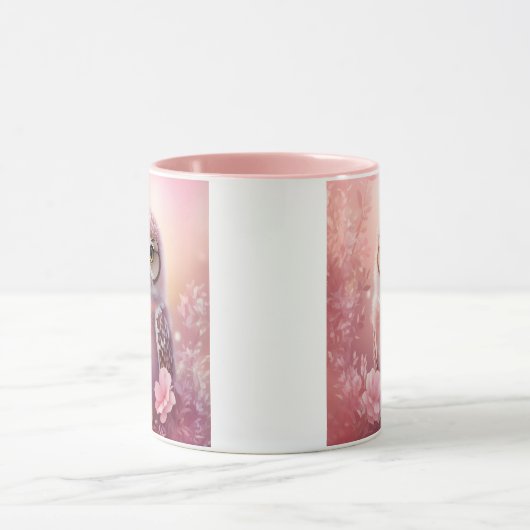 かわいい夢のようなピンクの穴居性フクロウ マグカップ (中央)