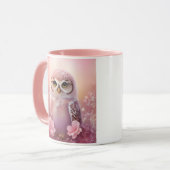 かわいい夢のようなピンクの穴居性フクロウ マグカップ (正面左)