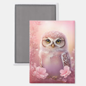 かわいい夢のようなピンクの穴居性フクロウ マグネット (正面/裏面)
