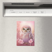 かわいい夢のようなピンクの穴居性フクロウ マグネット (インサイチュ (食洗機))