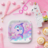 かわいい夢のイルカの赤ちゃんシャワー ペーパープレート (パーティー)