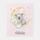 かわいい夢のコアラonクレセントムーンガールズ フリースブランケット (正面)