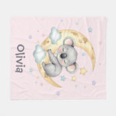 かわいい夢のコアラonクレセントムーンガールズ フリースブランケット (正面(横))