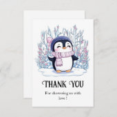 かわいい夢のペンギン赤ちゃんシャワー サンキューカード (正面/裏面)