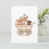 かわいい夢の森の動物たち | 赤ちゃんキツネ、鹿 招待状 (スタンド正面)