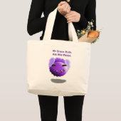 かわいい夢の蛾がなぜか尋ねる ラージトートバッグ (正面(商品))