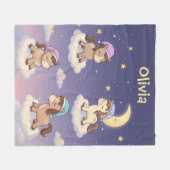 かわいい夢の馬が雲の上で眠る フリースブランケット (正面(横))