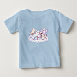 かわいい夢の鳥家族キッズTシャツ ベビーTシャツ