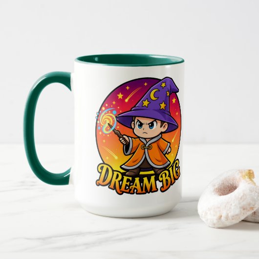 かわいい夢を大きく魔法使いコーヒーマグ マグカップ (ドーナツ付き)