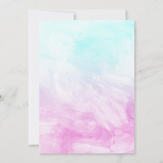 かわいい夢見るユニコーン虹の雲の誕生日パーティー サンキューカード (裏面)