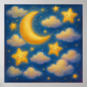 かわいい夢見る夜空 - パステル画スタイル ポスター (正面)