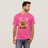 かわいい大きなテディベアと有刺鉄線顔スマイル Tシャツ (正面フル)
