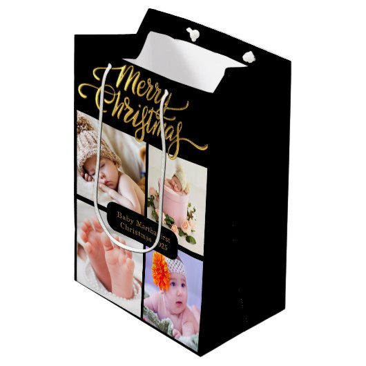 かわいい大きなベビー初めてのクリスマス抱き枕 ミディアムペーパーバッグ (正面アングル)