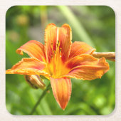 かわいい大きなユリの花の写真 スクエアペーパーコースター (正面)