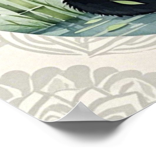 かわいい大きな太ったパンダが蓮の座りポーズをしている ポスター (角)