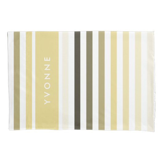 かわいい大きな柔らストライプかな黄色のパターン名 枕カバー (正面)