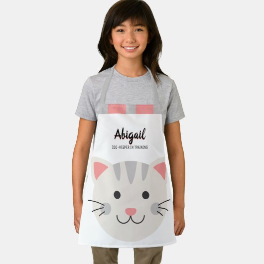 かわいい大きな漫画の子猫の動物園の飼育員 エプロン (インサイチュ)
