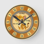 かわいい大きな猫おもしろい ラウンド壁時計 (正面)