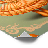 かわいい大きな目のオレンジ色の女の子 ポスター (角)