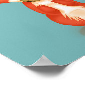 かわいい大きな目のキツネ食べズAクッキー ポスター (角)