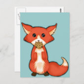 かわいい大きな目のキツネ食べズAクッキー ポストカード (正面/裏面)