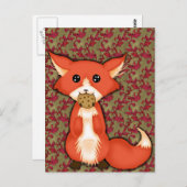 かわいい大きな目のキツネ食べズAクッキー ポストカード (正面/裏面)