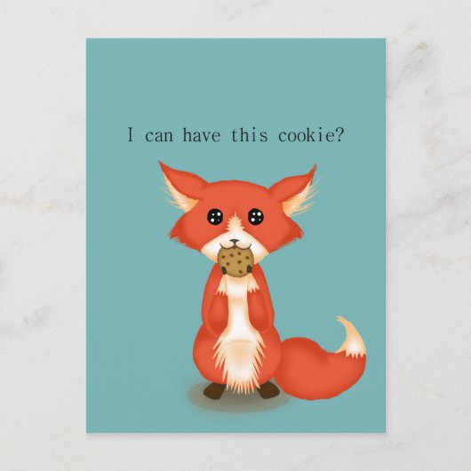 かわいい大きな目のキツネ食べズAクッキー ポストカード (正面)