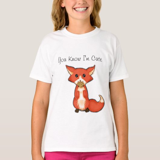 かわいい大きな目のキツネ食べズAクッキー Tシャツ (正面)