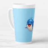 かわいい大きな目のクジラのイラスト カフェラテマグ (左アングル)