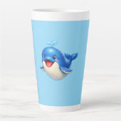 かわいい大きな目のクジラのイラスト カフェラテマグ (正面)