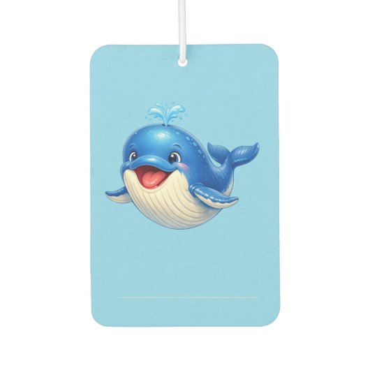 かわいい大きな目のクジラのイラスト カーエアーフレッシュナー (正面)