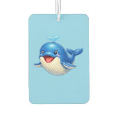 かわいい大きな目のクジラのイラスト カーエアーフレッシュナー (裏面)