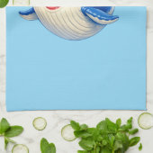 かわいい大きな目のクジラのイラスト キッチンタオル (折り畳み)