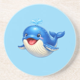かわいい大きな目のクジラのイラスト コースター