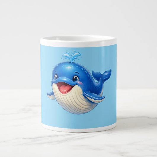 かわいい大きな目のクジラのイラスト ジャンボコーヒーマグカップ (正面)