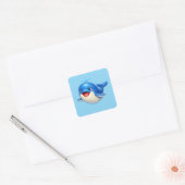 かわいい大きな目のクジラのイラスト スクエアシール (封筒)