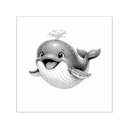 かわいい大きな目のクジラのイラスト セルフインキングスタンプ