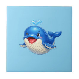 かわいい大きな目のクジラのイラスト タイル