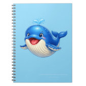 かわいい大きな目のクジラのイラスト ノートブック (正面)