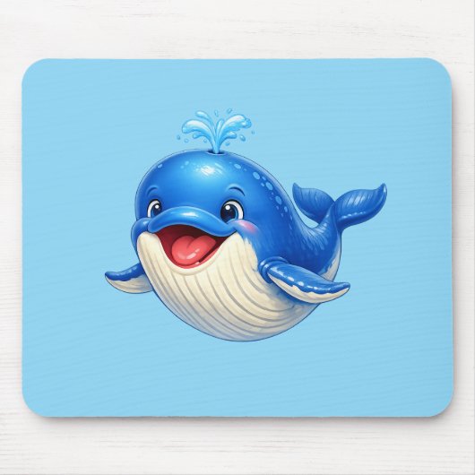 かわいい大きな目のクジラのイラスト マウスパッド (正面)