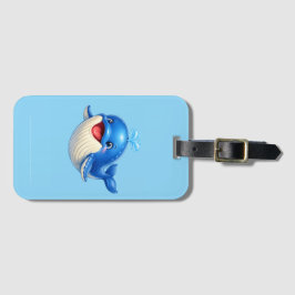 かわいい大きな目のクジラのイラスト ラゲッジタグ