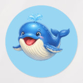かわいい大きな目のクジラのイラスト ラベル (デザイン2)