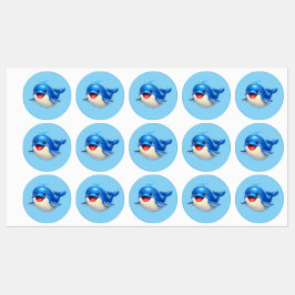 かわいい大きな目のクジラのイラスト ラベル