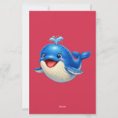 かわいい大きな目のクジラのイラスト 便箋 (裏面)