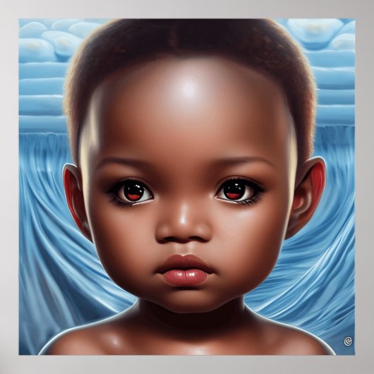 かわいい大きな目の女の子の男の子トドラーズモダンアート6 ポスター (正面)