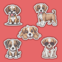 かわいい大きな目の子犬たち防水 シール