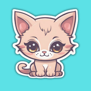 かわいい大きな目の子猫の防水 シール