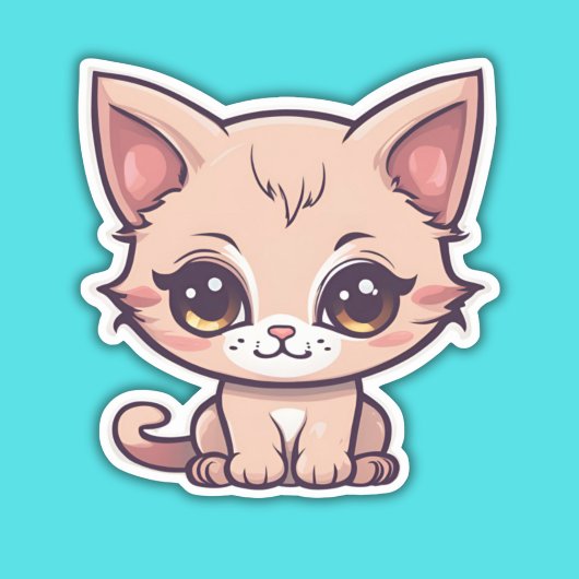 かわいい大きな目の子猫の防水 シール