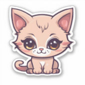かわいい大きな目の子猫の防水 シール (正面)